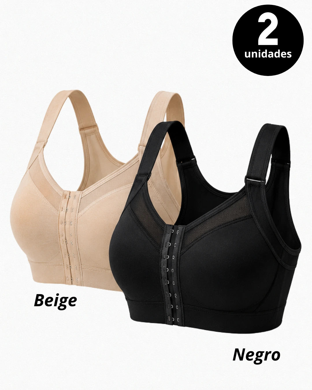 Pack de brasieres multifuncionales sin varillas color beige y negro con soporte ergonómico y máxima comodidad