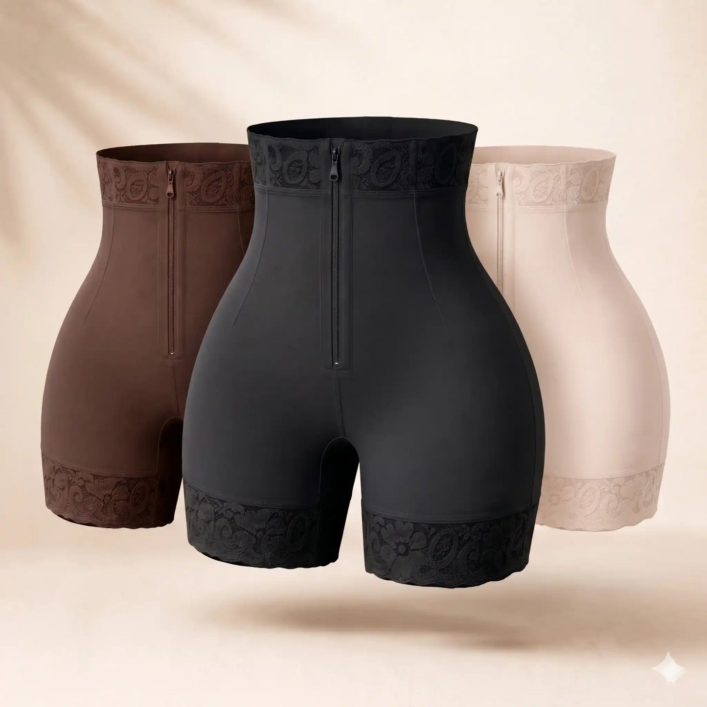 Oferta Pack Trío de Faja Short Moldeadora Premium: Incluye los 3 colores (Beige, Moka y Negro) con doble compresión y efecto levanta glúteos. Compra segura en Panamá con Pago Contra Entrega y Envío Gratis por Servientrega. Elige 3 colores y ahorra.