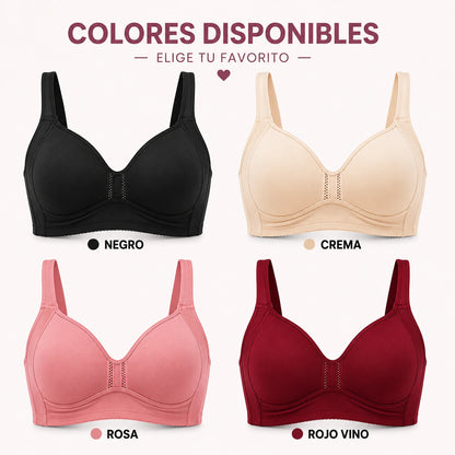 Brasier Control Total Sin Varillas disponible en colores negro, crema, rosa y rojo vino. Diseño con máximo soporte, copas estructuradas y cobertura completa para busto grande.