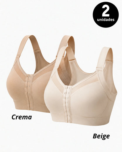 Pack de brasieres multifuncionales sin varillas color beige y crema con soporte cómodo y corrector de postura