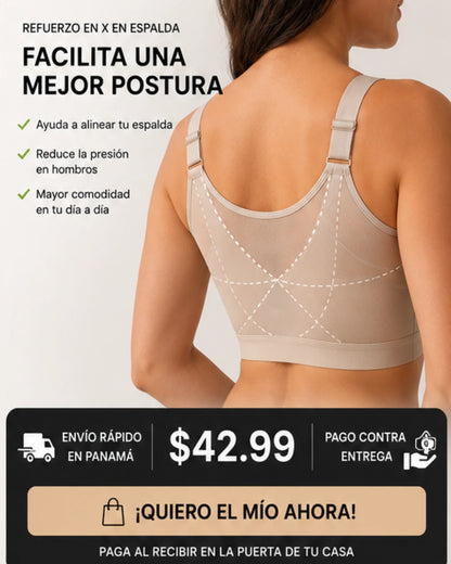 Brasier corrector de postura con refuerzo en espalda para mejor alineación corporal.