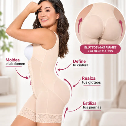 Faja control media pierna con diseño moldeador que ayuda a definir abdomen y cintura y realzar visualmente los glúteos