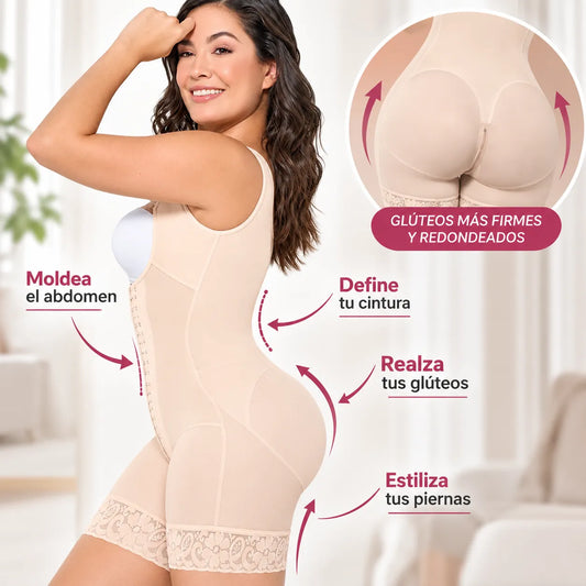 Faja control media pierna con diseño moldeador que ayuda a definir abdomen y cintura y realzar visualmente los glúteos