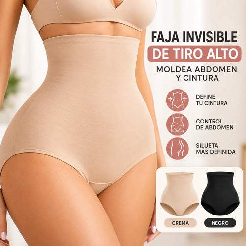 Faja invisible de tiro alto con control de abdomen y cintura, disponible en color crema y negro
