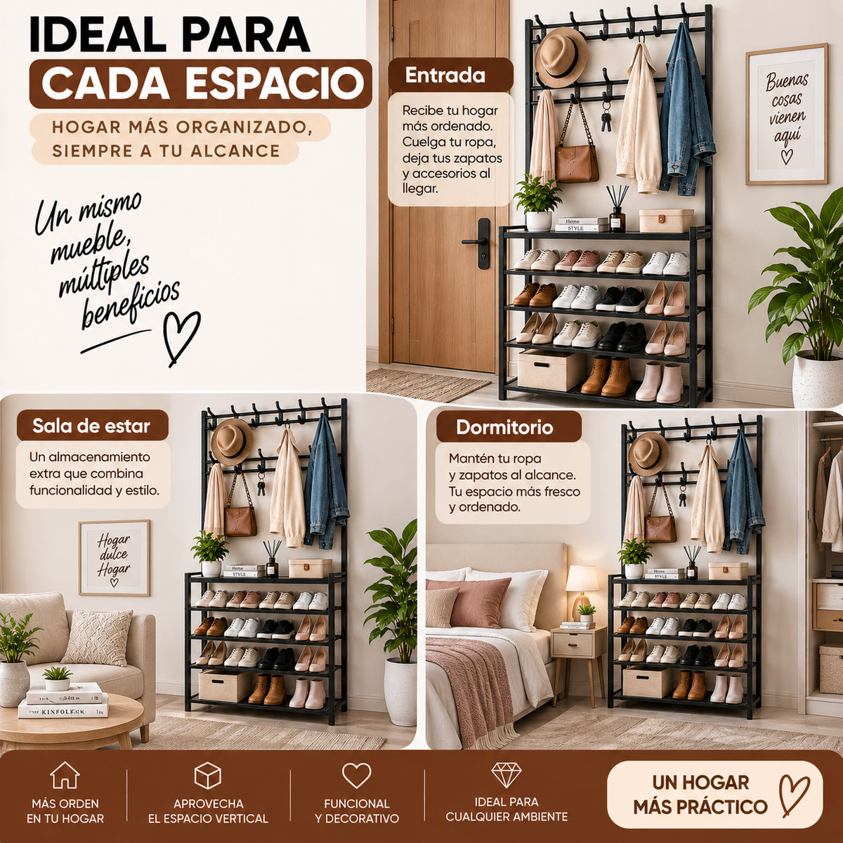 Organizador de Ropa y Zapatos | Perchero Multifuncional